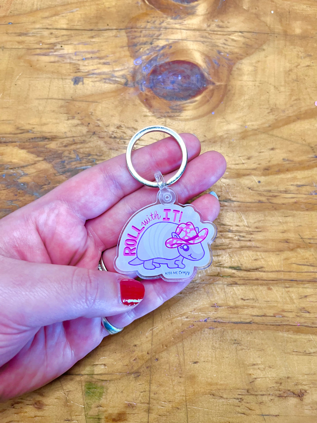 Roll With It Armadillo Keychain