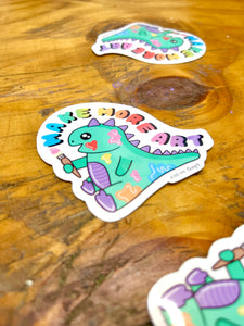 Dinosaur Make More Art Sticker